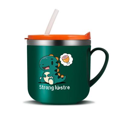 China Sustainable 316 18/10 Stainless Steel Kids Mug With Unbreakable Food Grade Silicone Straw 250ml Cup For Kids for sale