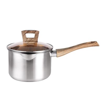 China Viable Composited Base 304 Stainless Steel Cookware Sauce Pan Stainless Steel Milk Pot 18/8 With Long Handle for sale