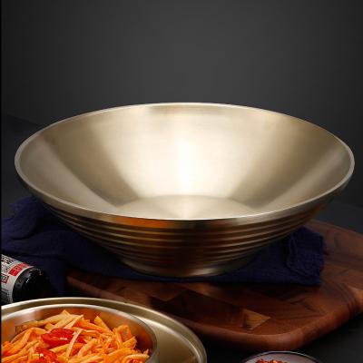 China Sustainable Unbreakable Double Wall Customized Ramen Bowl SS304 Noodle Stainless Steel Soup Bowl Salad Golden Large Mixing Bowls for sale