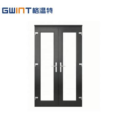 China GWINT Heat Insulation Heat Break Tempered Glass Aluminum Double 48 Inch Exterior French Doors Casement Glass Door For Sale for sale