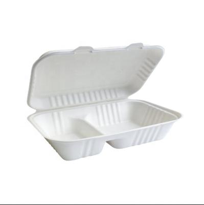 China White Food Sugar Cane Bowl Clamshell Bagasse Pulp Clamshell Bagasse Biodegradable Food Container for sale