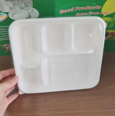 China Biodegradalbe Compostable Sugarcane Bagasse Lunch Tray PET Disposable Lid for sale