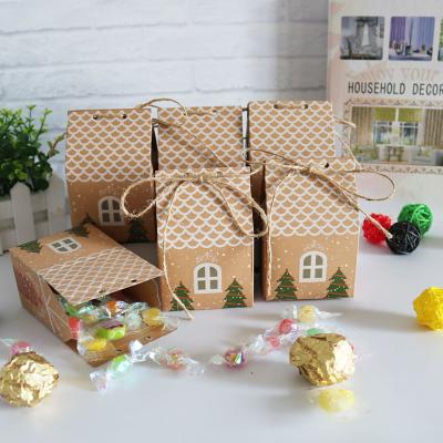 China Recycled Materials Merry Christmas Box Kraft Paper Boxes Cookies Candy Chocolate Box For Christmas Party for sale