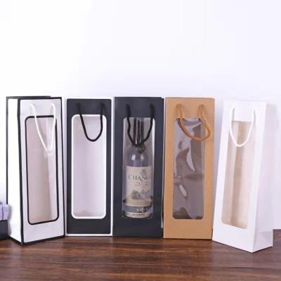 China Recyclable Recyclable Wine Bottle Bag Kraft Paper Gift Bag For Flowers for sale