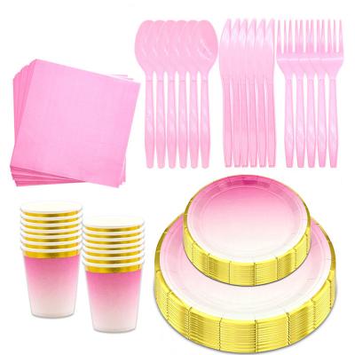 China Eco-friendly Disposable Party Wedding Favor Tableware Set and Party Supplies Kids Birthday Party Decoration for sale