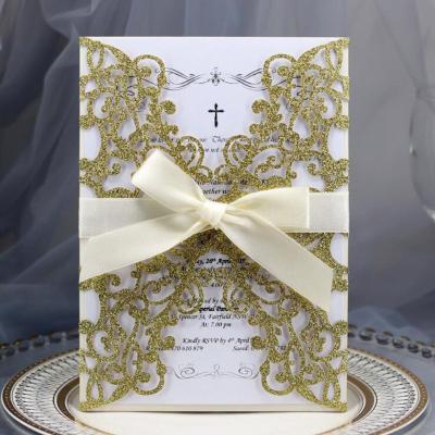 China Europe Laser Cut Luxury Wedding Invitations Card Printing Glitter Wedding Card Wedding Party Interior Decoration Elegant for sale