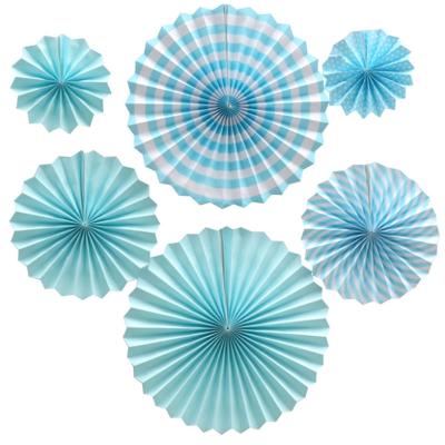 China Event Eco-friendly Paper Party Fans Decorations Birthday Party Hanging Fans 6pcs Decoration Set For Wedding for sale