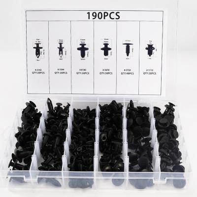 China Plastic+Nylon 6 Size 190Pcs Auto Fastener Clips Vehicle Retainer Rivet Door Panel Damper Liner Bumper Trim Car Plastic Mixed Clips for sale