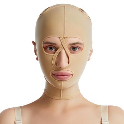 China Double Antibacterial Chin Reducer Thin Face Lift Up Shaping Belt Bandage Compression Post Face Lift Surgical V-Shaped Belt for sale