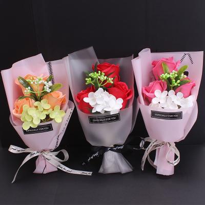 China Wedding& Home Decoration 3pcs Rose Soap Decorative Flowers Per Box Artificial Flower In Gift Flower Boxes Valentines Day Gifts for sale