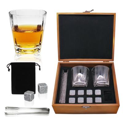 China Viable Granite Wooden Stone Crystal Whiskey Box Discount Glass Set For Men's Gift for sale