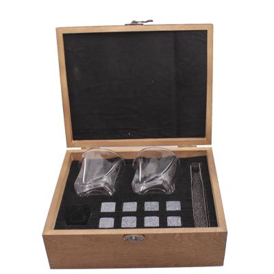 China Viable Whiskey Stones and Glass Gift Set, Whiskey Rocks Chilling Stones in Premium Handmade Wooden Box for sale