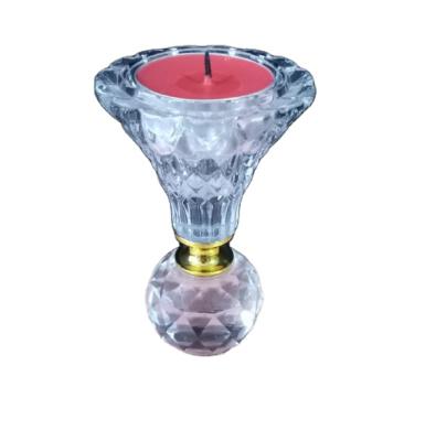 China Simple Crystal Glass Candle Jars Candle Holder+Candles Candlestick Wedding Decoration Head Holders for sale