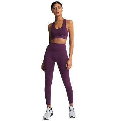 China Breathable Custom Yoga Sets Women With Best Quality Yoga Bra And Leg Woman Sportswear Seamless Set for sale