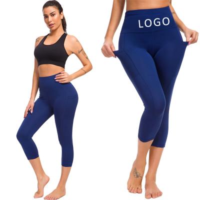 China High Waist 7/8 Gym Pants Women Breathable Clothing Custom Logo Yoga Gaiters With Pockets for sale