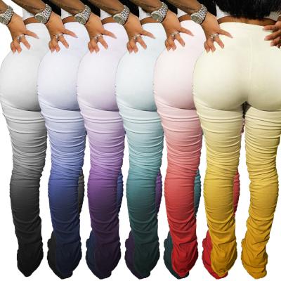 China QUICK DRY Wholesale Women High Waisted Gradient Color Ruched Gaiters Women Stacked Pants for sale