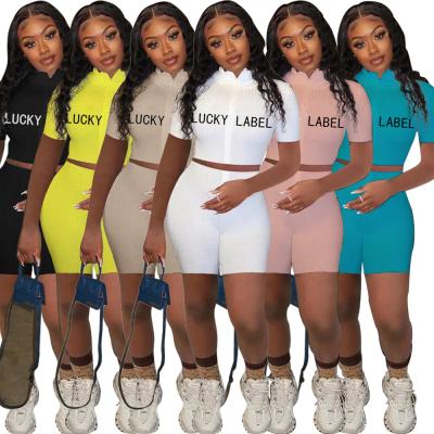 China QUICK DRY 2021 Fashion Women Outfits 2 Piece Crop Tops And Two Piece Outfits Summer Women Short Set Clothing for sale