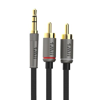 China The male AUX. 1Mii 3.5mm 2RCA Car To Male Audio Cable 24K Gold Plated 2M Stereo Cable for sale