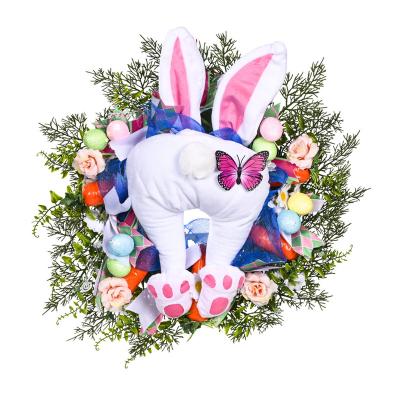 China 2022 Handmade New Wholesale Easter Opens Easter Decoration Rabbit Easter Wreath For Door Decor for sale