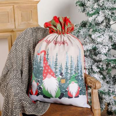 China Santa Sack Linen Christmas Sack Drawstring Bag New Festival Decoration Selection Christmas Bags Large for sale