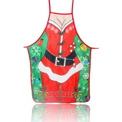 China Durable 2021 Christmas Decoration Cartoon Christmas Apron For Props 50X70CM Kitchen Christmas Decor for sale