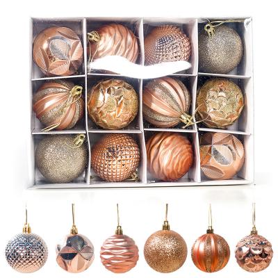 China Chirstmas decor 12pcs Christmas ball with glitter Christmas tree decorated hanging ornament bolas de navidad 2021 christmas decoration christmas for sale