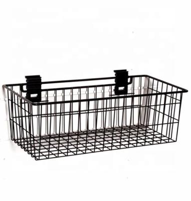 China Single Sided Metal Wire Lockers Storage Garage Slat Wall Metal Mesh Baskets for sale