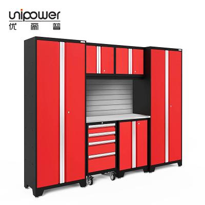 China Gray Tool Storage Garage Organizer or Red Professional Metal Garage Cabinets Set for sale