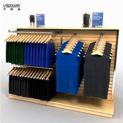 China Garage.workshop.store.exhibition.display Unipower Slatwall Best OEM Price Wooden Clothing Slat Wall Display Clothing Rack for sale