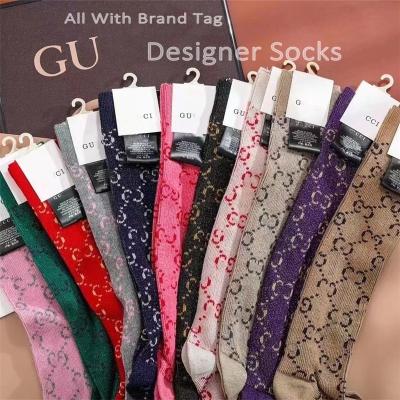 China New Factory QUICK DRY Custom Logo GG Glitter Boots Luxury Letter Printed Designer Socks Famous Brand Womens Socks G for sale