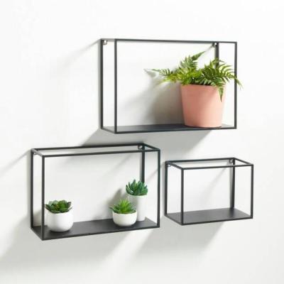 China 3 Colored Modern Stylish Different Shaped Black Rolled Steel Wire Metal Framed Shelves for sale