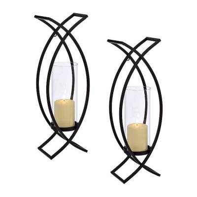 China Romantic Curved Candlelight Charlie Crisscross Wire Sconces Candle Holder Tealight Wall Decor for sale