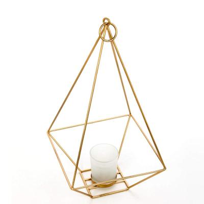 China Romantic Nordic Golden Candlelight Candle Holders Tealight Holder Votive Lantern for Wedding Centerpiece for sale