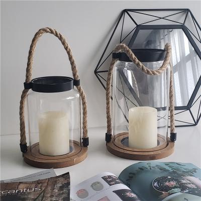 China Home Decoration Wooden Outdoor Hanging Lanterns Table Lights For Patio Garden for sale