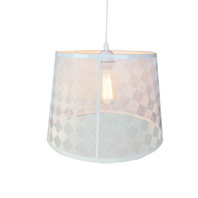 China Residential Hanging White Metal Barrel Lampshade Wire Cavity Etching Arto Decorative Light Pendant Lighting for sale