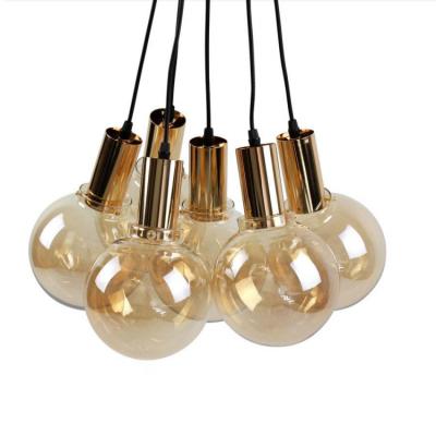 China Modern Hotel CE Rohs Scope Island 6-Lights Amber Glass Fancy Cluster Pendant Chandelier Lighting for Dining Room Cafe Bar for sale