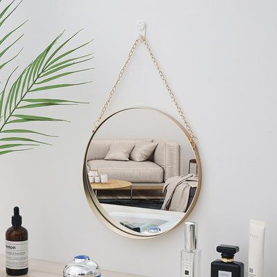 China Romantic Metallic Round Frame Premium Candlelight Wall Hanging Decorative Mirror Gold Mirror Mirror For Make Up for sale