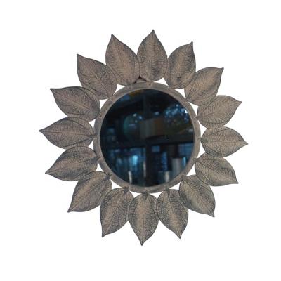 China Decorative Home Decorative Art Design Iron Round Leaf Mirror Antique Wall for sale