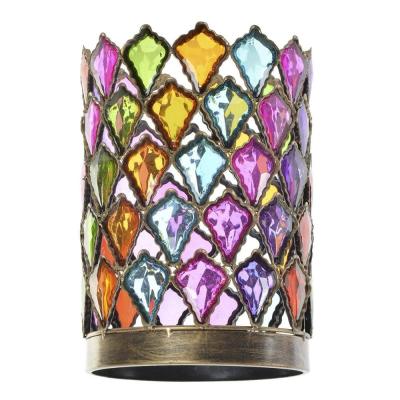 China Ethnic Romantic Candlelight Candle Holder Iron Gems for sale