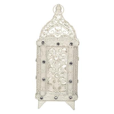 China Wedding Jeweled Romantic Moroccan Candlelight White Metal Lanterns for sale