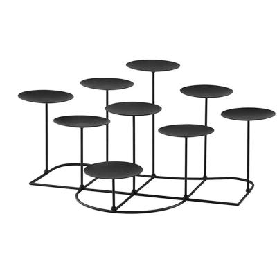 China Home Decoration DIY 9 Flameless Mantle Candelabra Or Wax Candle Holders For Fireplace With Black Iron Decoration On Desk for sale