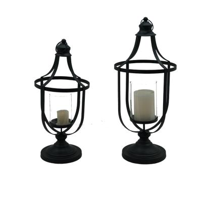 China Home Decoration DIY 6 Mantel Candelabra Pillar Candle Holders Stands Mantel Accessories With Black Iron Decoration for sale