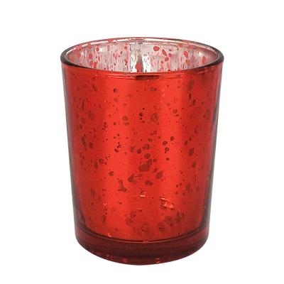 China Romantic Candlelight 2.75inch Mercury Red Glass Votive Tealight Candle Holders for Table Decoration for sale