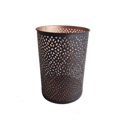 China Home Cavity Art Tealight Votive Candle Holders Home Decoration Metal Cylinder Shape Circle for sale