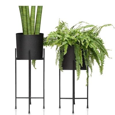 China Mid Century Modern Black Planters With Stand for sale