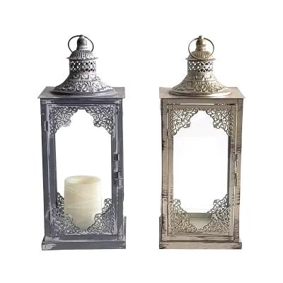 China Romantic Stunning Floral Candlelight Metal Lantern Wedding Table Centerpieces Decoration for sale