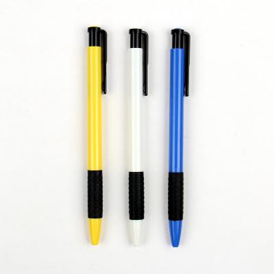 China Fluently Writing Office Stationery 0.5mm Ballpoint Pens PP Plastic Click Blue Black Ballpoint Pen for sale