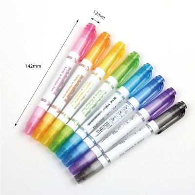 China Office School Gel Ink Pens 2024 Popular Hot Selling Dual Tip Highlighter Marker Pen With Colorful Highlighter Ink Colorful Office Student Marker for sale