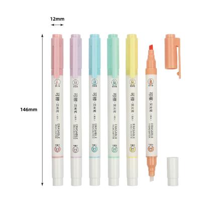 China Office School Gel Ink Pens Custom Logo Wholesale Double Headed Highlighter Pen Ink Erasable Highlighter Pen for sale