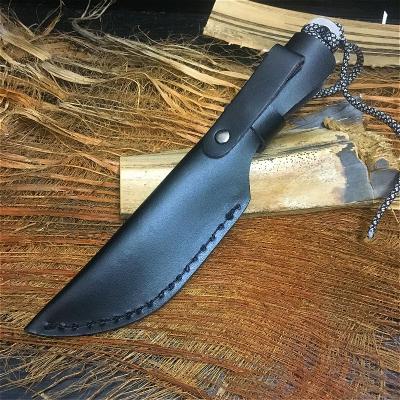 China Carbon Steel 5 Chrome Forged High Hardness Steel Straight Knife Portable Camping Outdoor Hunting Knives With Leather Sheath Survival Tools for sale